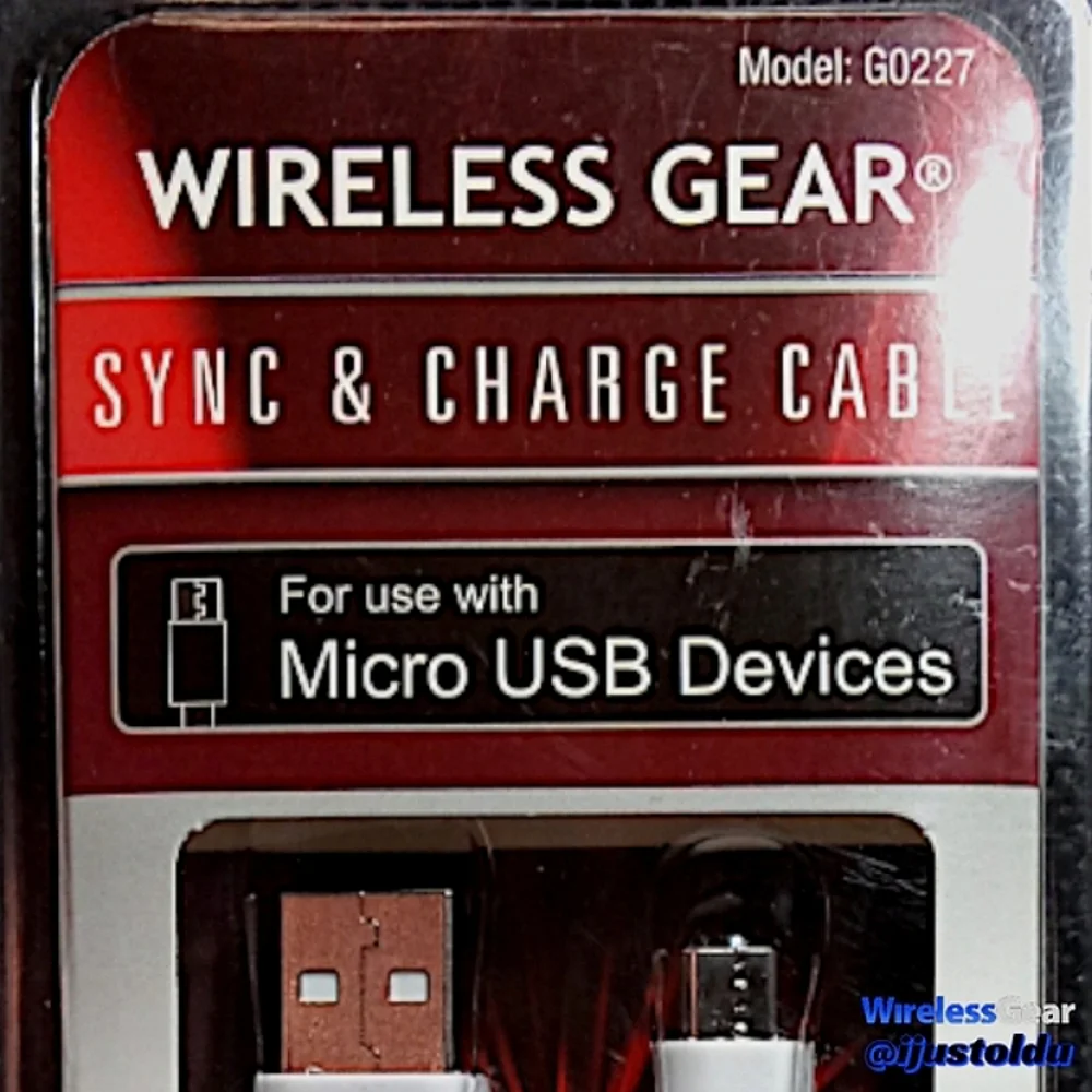 Wireless Gear Micro USB Sync & Charge Flashing Cable | 3 ft Cable | Model G0227